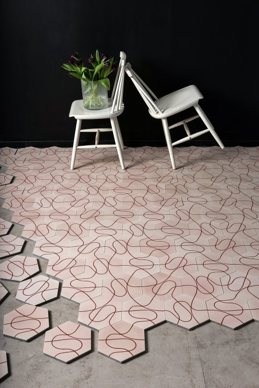 Paths - Pale pink Ruby red