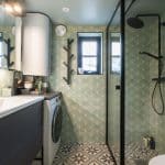 Wall tiles: Leaves - eucalyptus/ivory Floor tiles: Palmblad @elaineeksvard
